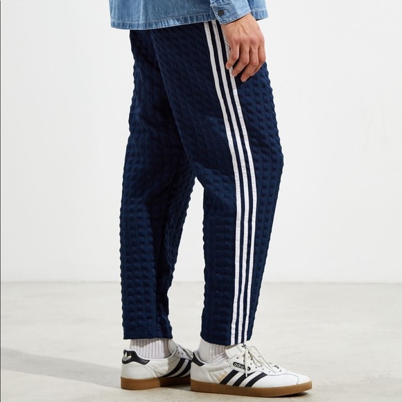 SOLD NEW w tag ADIDAS MED Banyan seersucker 3 stripe checker trackpant navy blue - Picture 5 of 12